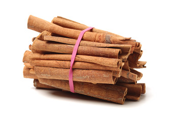 Cinnamon on a white background
