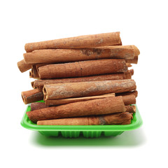 Cinnamon on a white background