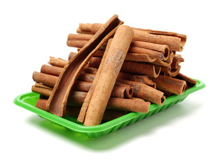 Cinnamon on a white background