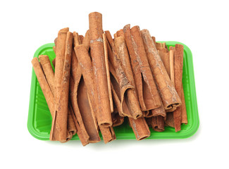 Cinnamon on a white background