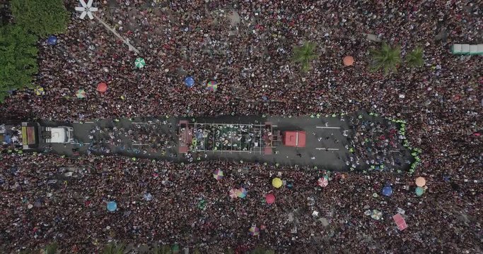 Bloco de Carnaval, Rio de Janeiro (Aerial Shot of Bloco de Carnaval in Copacabana, Rio de Janeiro)