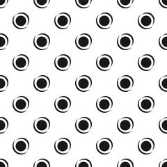 Seamless abstract pattern with button. White monochrome backdrop.