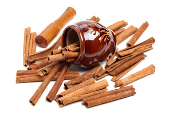 Cinnamon on a white background