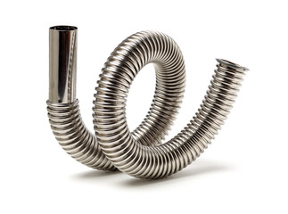 closeup of kitchen drain assembly on white background