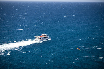 Naklejka premium Yacht sailing the Mediterranean sea