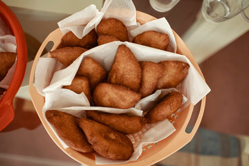Venezuelan empanadas made of corn meal and stuffed with shredded beef and cheese, deep fried