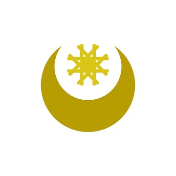 Crescent with star golden logo design vector