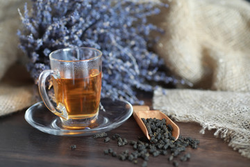 Brewed tea on a serving table