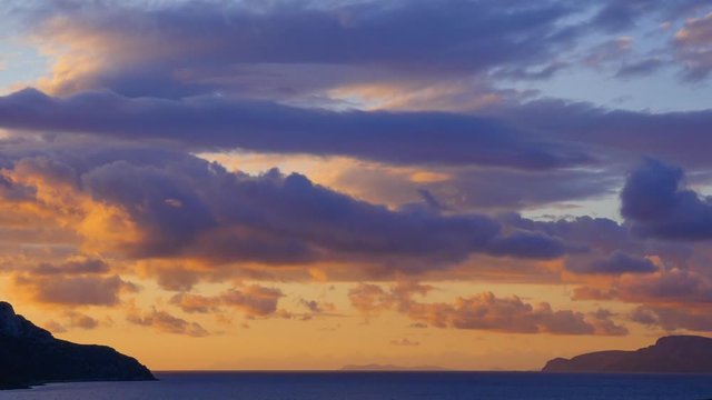 Time lapse of sunset over Aegean Sea, Masouri, Kalymnos, Greece