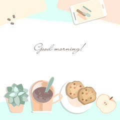 Vector illustration of Good morning with coffee. vector design. Breakfast