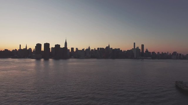 Sunset over Manhattan skyline, New York, United States