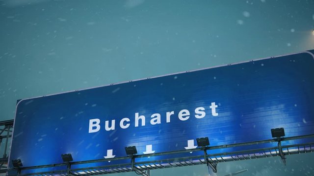 Airplane Landing Bucharest in Christmas