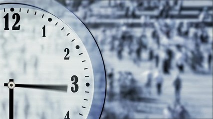 Business  concept or time concept. Timelapse of people walking overlay with time clock. - Powered by Adobe