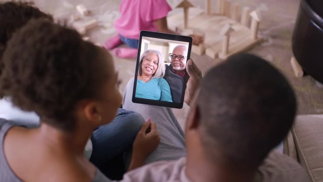 Family Video Chatting With Grandparents