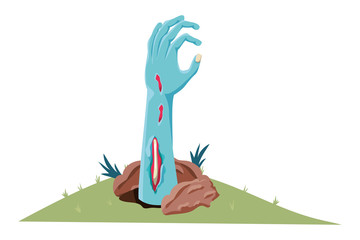 zombie hand coming out of the ground