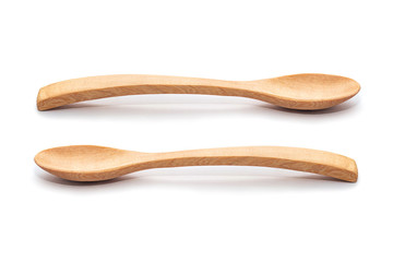 Wooden spoon on isolated white background.Clipping path object for easy usage