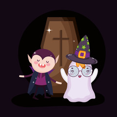 dracula ghost and coffin halloween