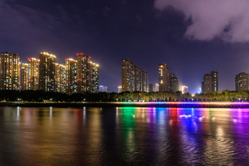 Obraz premium Night view of Yitong River, Changchun, China