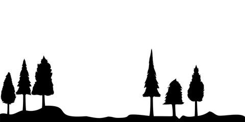 Trees silhouette landscape.View to realistic trees monochrome version