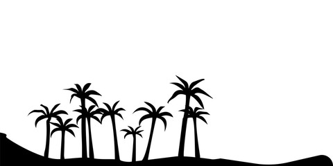 Palm tree silhouette landscape.View to realistic trees monochrome version