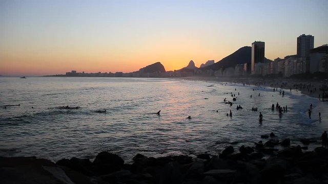Sunset at Helm Beach in Rio de Janeiro Brazil