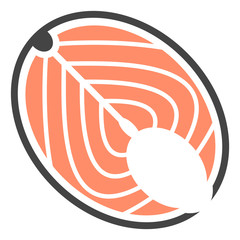 Vector salmon fish slice flat icon. Vector pictograph style is a flat symbol salmon fish slice icon on a white background.