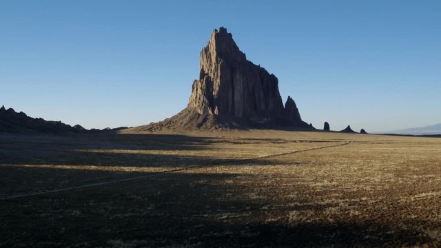 Approaching rock formation, Shiprock, New Mexico, United States