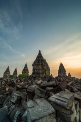 The fallen stones of Prambanan Temple
