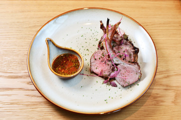 Close up of roast mutton chops