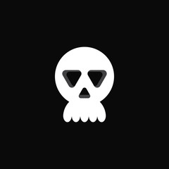 vector white skull icon on black background