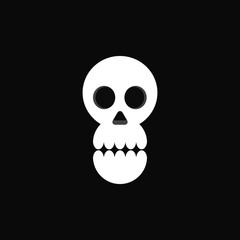 vector white skull icon on black background