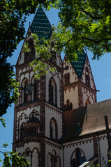 Obraz premium Catholic Herz Jezu Kirche in Freiburg am breisgau Germany on a sunny summer day