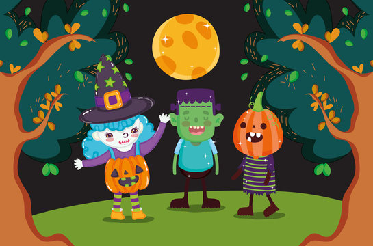 kids with costume halloween image