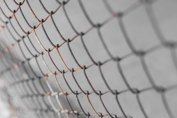 Selective focus of Fence grilles rust  texture background
