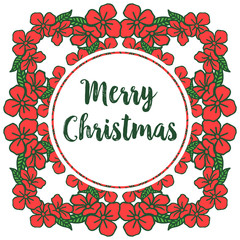 Bright red flower frame for various greeting card merry christmas. Vector