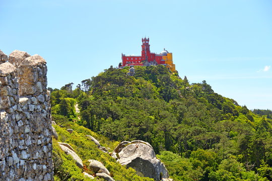 The Pena palace in Sintra, Portugal (Parque e Palacio Nacional da Pena), A UNESCO World Heritage Site.