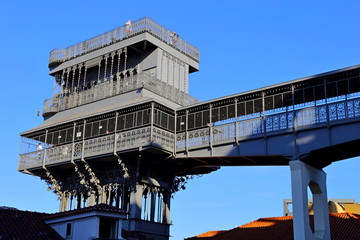 The famous Iron Santa Justa lift in Lisbon Portugal. (Elevador de Santa Justa)