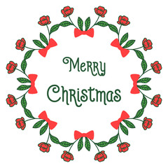 Banner merry chrismas, with art of realistic red flower frame. Vector