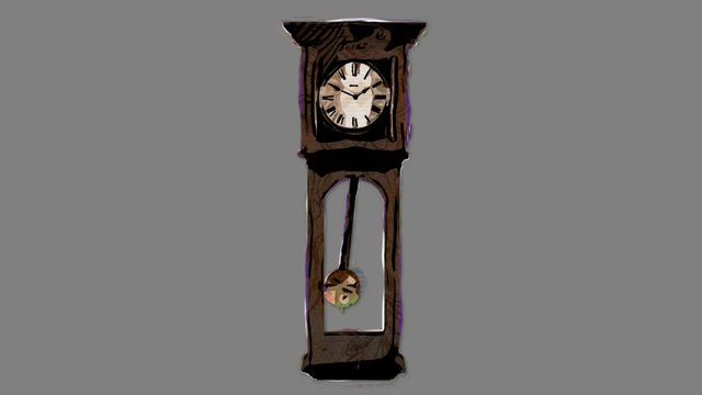 Old Wall Clock in Artistic Stop Motion Style in Alpha Channel