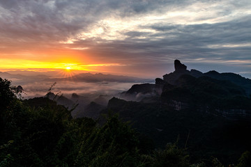 Sunrise at  the famous Mount Danxia, Guangdong, China