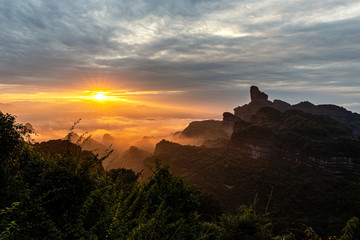 Fototapeta na wymiar Sunrise at the famous Mount Danxia, Guangdong, China