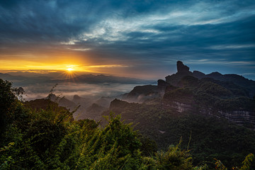 Sunrise at  the famous Mount Danxia, Guangdong, China