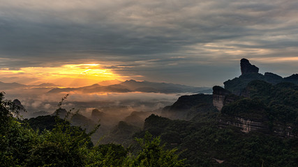 Obraz premium Sunrise at the famous Mount Danxia, Guangdong, China