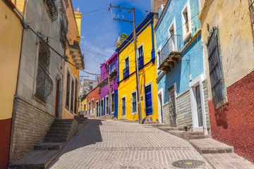 Guanajuato, Mexico, scenic colorful streets in historic city center