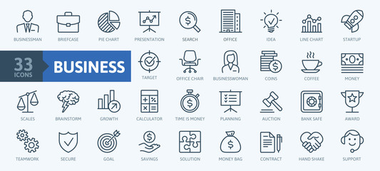 Business and finance web icon set - minimal thin line web icon set. Outline icons collection. Simple vector illustration. - 290419575