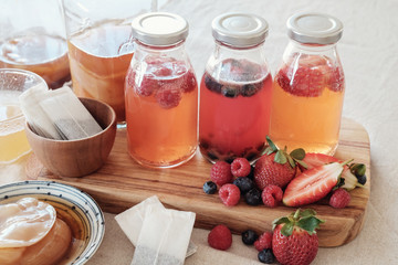 Kombucha second Fermented fruit tea, Probiotic food