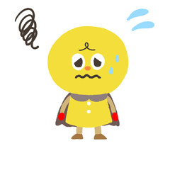 弱った善玉菌　手描き風　キャラクターイラスト