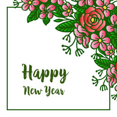 Banner happy new year, with elegant colorful wreath frame. Vector