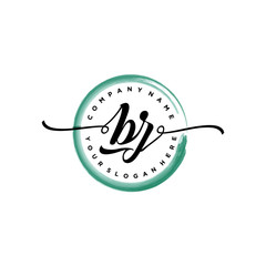 BZ initial handwriting logo template. round logo in watercolor color with handwritten letters in the middle. Handwritten logos are used for, weddings, fashion, jewelry, boutiques and business