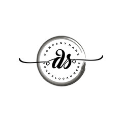 DS initial handwriting logo template. round logo in watercolor color with handwritten letters in the middle. Handwritten logos are used for, weddings, fashion, jewelry, boutiques and business